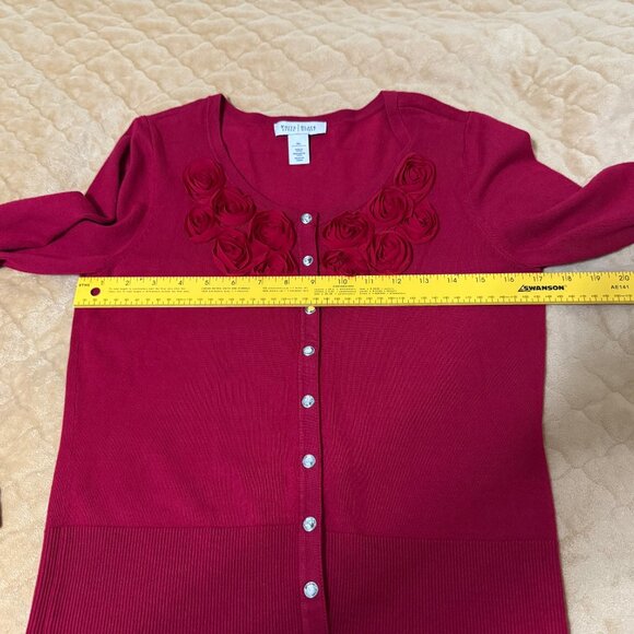 White House Black Market Women's Deep Red Snap Button Size XL - Picture 6 of 9